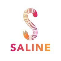 S letter logo design template. Gradient lettering s with lines and dashes art brush effect. vector