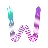 Letter W with glitch effect. template elements for your application or corporate identity. Art brush alphabet gradient logo. vector