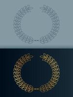 illustration of laurel wreath on blue background. Decorative olive branches and leaf frame for award or heraldry. vector