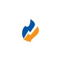 Gas or Flame and Electricity or Lightning logo or icon design vector