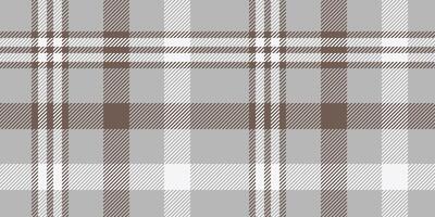 Seamless gray, brown, and white tartan plaid pattern with diagonal stripes. Geometric checkered design for fabric, wallpaper, or digital backgrounds. repeatable textile texture. vector
