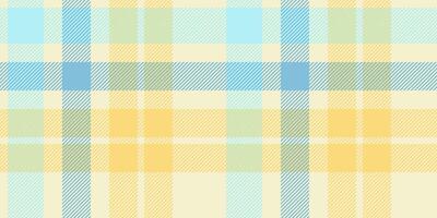 Seamless plaid pattern in soft yellow and blue tones with diagonal stripes. Geometric checkered design for fabric, wallpaper, or digital backgrounds. repeatable textile texture. vector