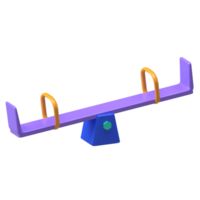 Seesaw Playground 3D Render. Traditional seesaw with handles for two children. png