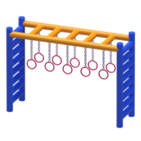 Monkey Bar Set 3D Render. Monkey bars with rings for climbing and swinging. png