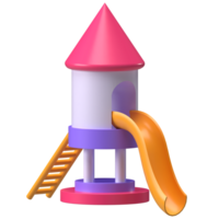 Rocket Slide Structure 3D Render. Rocket-themed slide tower for playground adventures. png