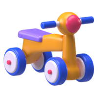 Kids Tricycle 3D Render. Tricycle toy with handlebars for early riders. png