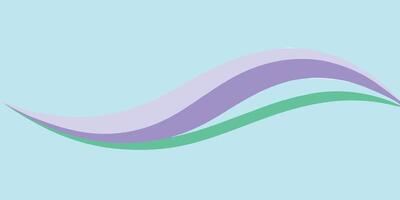 Abstract wavy lines in pale green lavender purple colors on a light blue wave curves vector