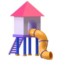 Slide Playground Tower 3D Render. Small playground tower with slide and stairs. png
