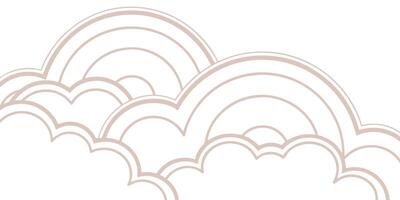 Abstract cloud shapes in blush pink ivory tones with layered arched lines on clouds vector