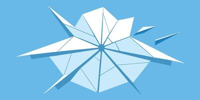 Abstract geometric shattered glass with light blue shapes on a blue broken vector