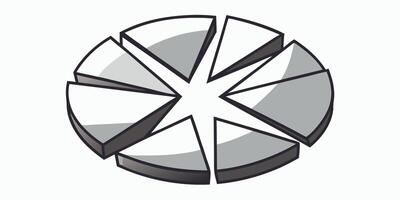 Fragmented circle graphic with gray pie wedge shapes outlines on wedges vector
