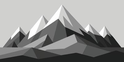 Geometric grayscale mountain range with triangular peaks layered polygon shapes mountains vector