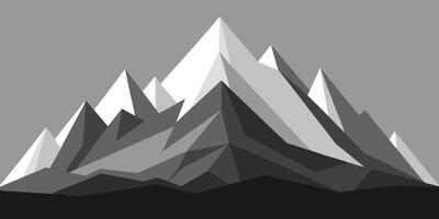 Geometric mountain range in grayscale with sharp peaks layered polygon shapes mountains vector