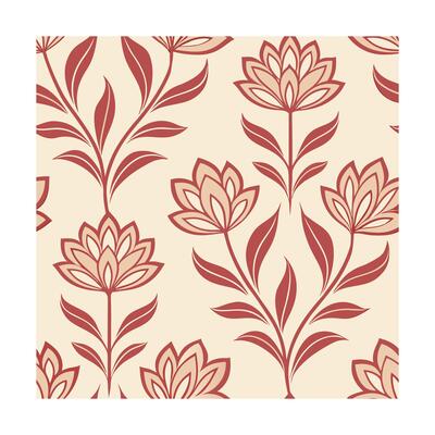 Seamless floral Pattern in dusty rose beige with stylized flower leaf elements