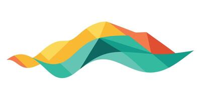 Abstract wave with overlapping geometric shapes in orange yellow teal colors on vector