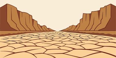 Minimal desert canyon with cracked earth brown cliffs under a beige sky vector