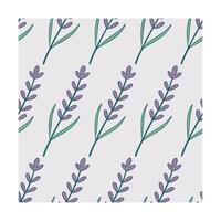 Seamless pattern lavender sprigs with purple flowers green leaves on a light gray vector