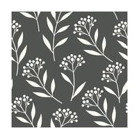 Minimalist floral Pattern sprigs leaves on a dark gray vector