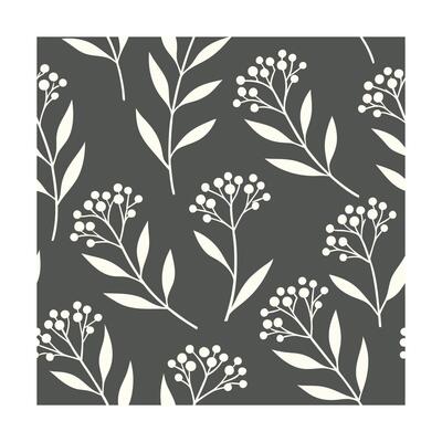 Minimalist floral Pattern sprigs leaves on a dark gray