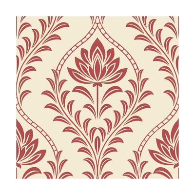 Seamless dusty rose floral damask style Pattern on cream