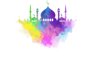 long fulcolor mosque with water color style png