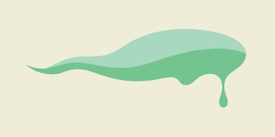 Abstract green Ombre shape with drip on a light beige graphic pale vector