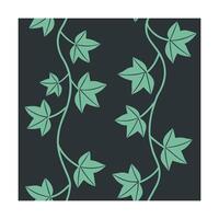 Repeating pattern stylized ivy vines with mint green leaves on dark teal leaf plant vector