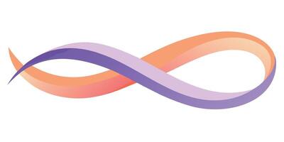 Flowing ribbon shape in ombre colors peach orange purple on graphic element vector