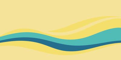 Abstract wave pattern with blue teal lines over yellow Ombre effect graphic waves vector