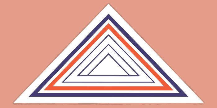 Overlapping triangle design with blue orange lines on a peach Prismatic geometric vector