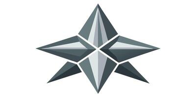 Geometric star made overlapping gray diamond shapes on a vector