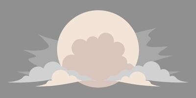 Pale sun shape behind cloud shapes on a gray with an Ombre effect clouds vector