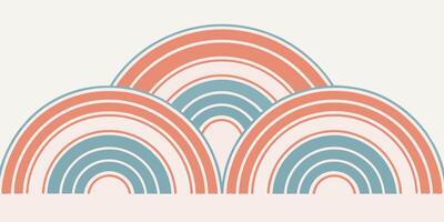 Abstract wave pattern with overlapping arches in muted peach blue cream colors on vector