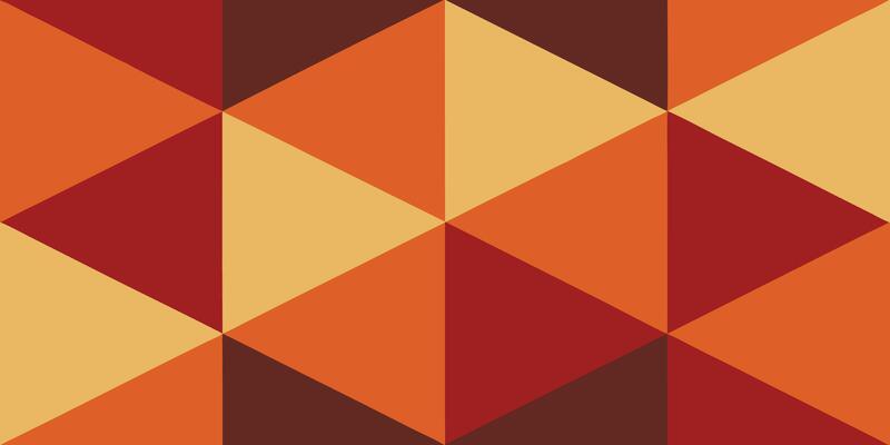 Geometric pattern diagonally split triangles in shades orange red brown abstract