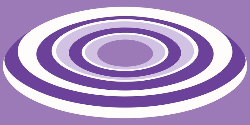 Concentric oval rings in shades purple forming a layered abstract design circles