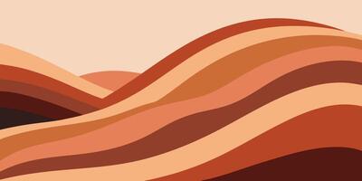 Abstract landscape layered hills in warm earth tones with an ombre effect against a beige vector