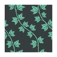 Repeating teal ivy vines with leaves on a dark gray Pattern green vector