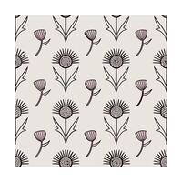 Repeating pattern stylized thistle dandelion flowers in dusty rose on beige floral vector