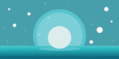 Abstract cyan scene with concentric circles bokeh dots on a gradient blue vector