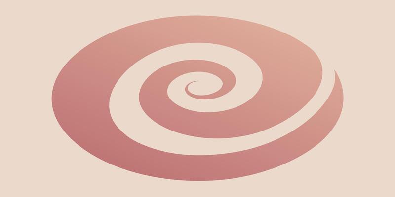 Two-tone spiral form in pink cream colors with Ombre effect on a soft beige swirl