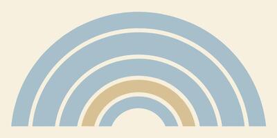 Abstract rainbow with pale blue beige tan curved arcs on a cream curves graphic vector