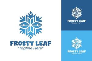 Modern Dynamic Frosty Leaf Logo for Winter Event Branding and Seasonal Promotions vector