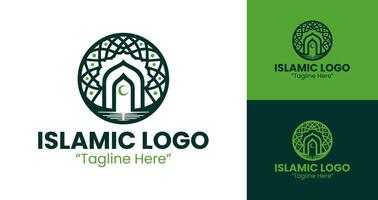 Exclusive Green Islamic Logo with Crescent and Dome for Modern Branding vector