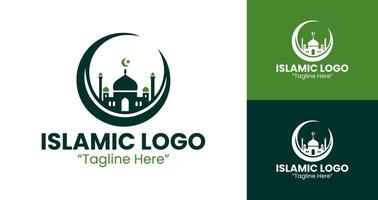 Dynamic Green Mosque and Crescent Logo for Branding and Event Ideas vector