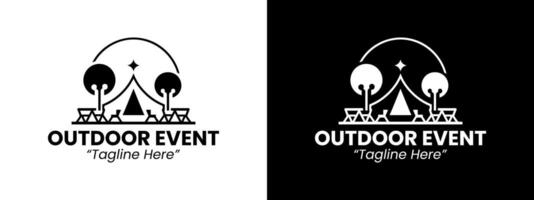 Minimalist Black and White Outdoor Event Logo for Nature and Adventure Branding vector