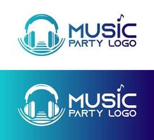 Creative Teal Blue Gradient Music Party Logo for Music and Entertainment Branding vector