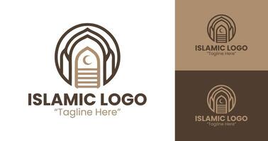 Stylish Islamic Logo with Brown Tone and Geometric Arch Symbol for Business Branding vector