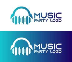 Teal Blue Gradient Music Party Logo for Event Branding and Promotion vector