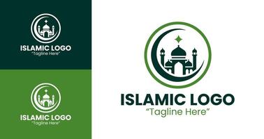 Creative Minimalist Mosque and Crescent Logo for Event Branding and Islamic Identity vector