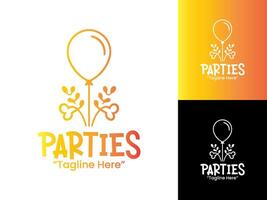 Creative Orange Gradient Parties Logo for Fun Event and Celebration Branding vector